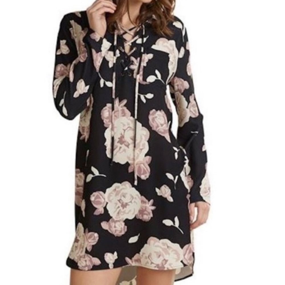 Mud Pie Kinsley Lace Up Floral Shift Dress Size L